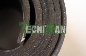 Plancha de caucho común negro con textil